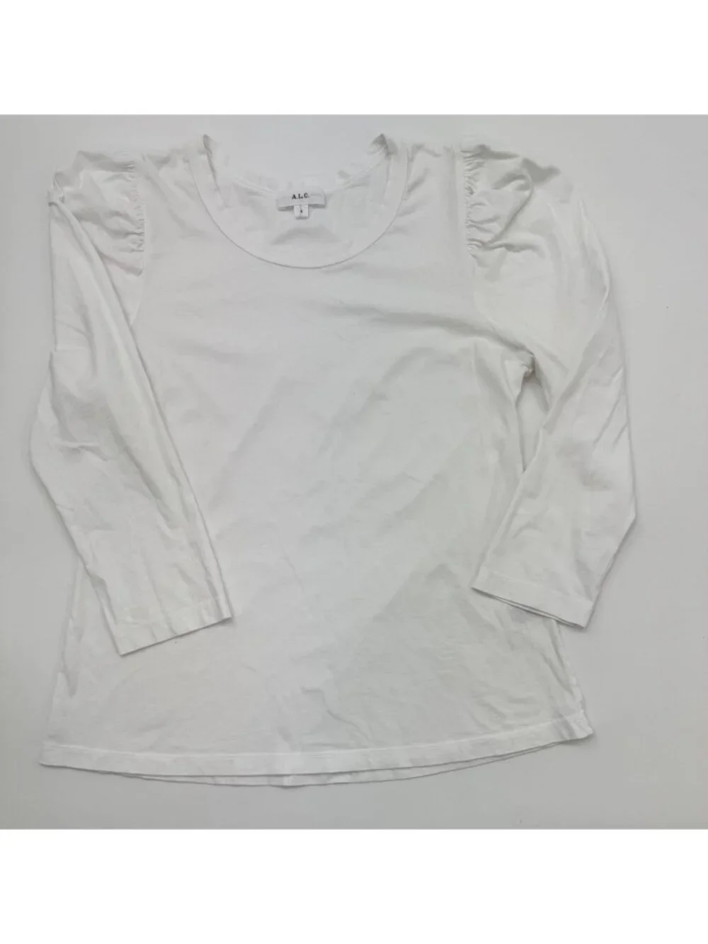 A.L.C. Bella White Cotton Puff Shoulder Long Sleeve Top Size S